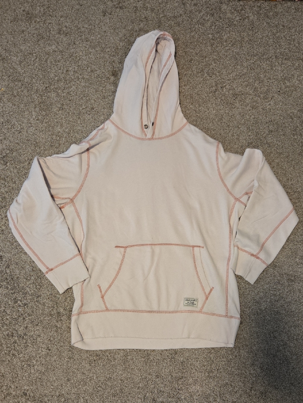 Abercrombie & Fitch Pale Pink Hooded Pullover with Contrast Stitching